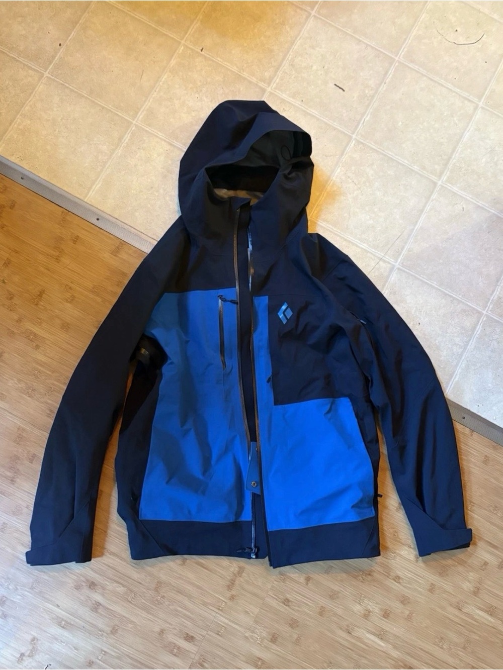 Black Diamond Two-Tone Blue and Black Ski Shell Jacket